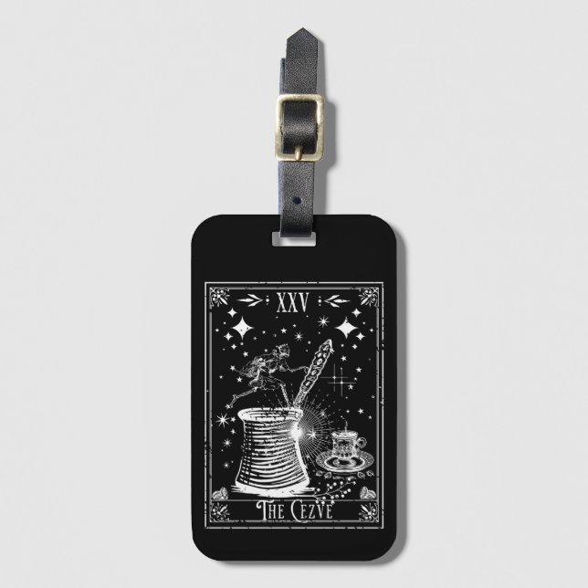 The Cezve Turkish Coffee Tarot Card Luggage Tag (Front Vertical)