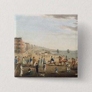 The Chain Pier at Brighton with Characters (etchin 15 Cm Square Badge