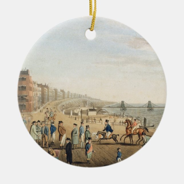The Chain Pier at Brighton with Characters (etchin Ceramic Tree Decoration (Front)