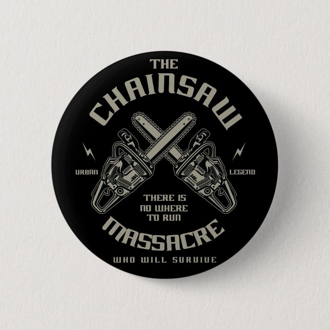 The Chainsaw Massacre who whill survive? 6 Cm Round Badge (Front)
