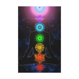 The Chakras - With Stars and Meditation Canvas Print