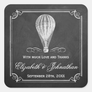 The Chalkboard Hot Air Balloon Wedding Collection Square Sticker