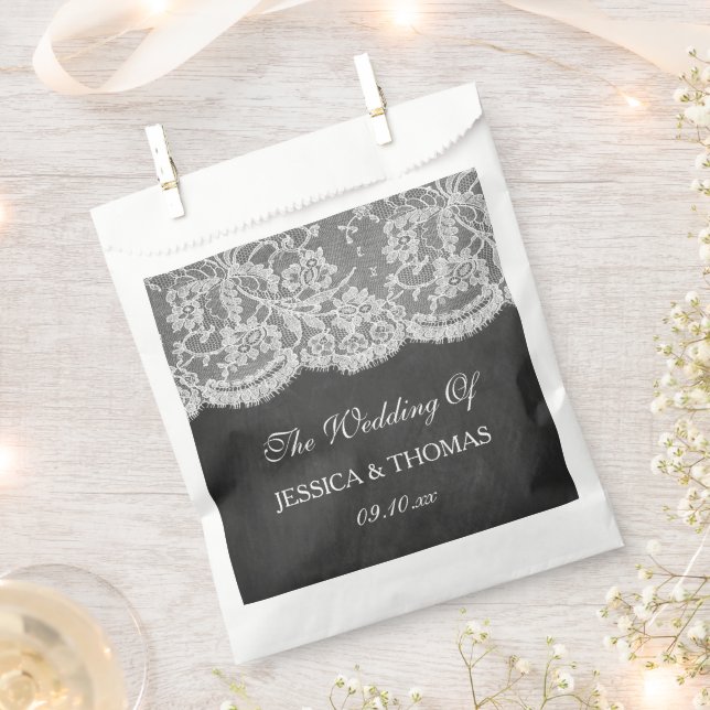The Chalkboard & Lace Wedding Collection Favour Bags (Clipped)