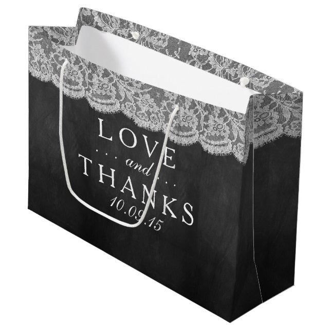 The Chalkboard & Lace Wedding Collection Gift Bags (Front Angled)