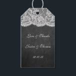 The Chalkboard & Lace Wedding Collection Gift Tags<br><div class="desc">The chalkboard & lace collection is a stunning design featuring a lovely chalkboard effect background with a romantic vintage white lace effect trim. These gift tags can be personalised for your special occasion and would make the perfect gift or thank you tag for a wedding, bridal shower, engagement party, birthday...</div>