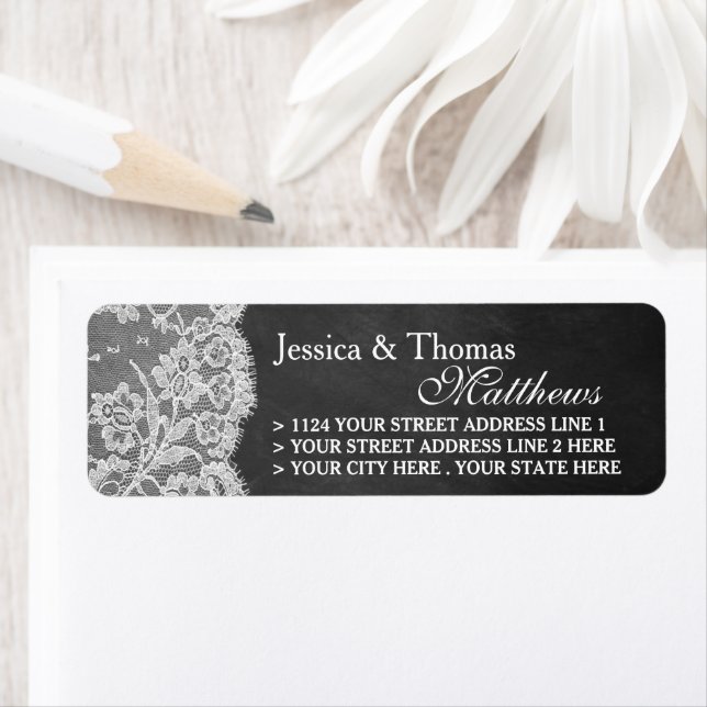 The Chalkboard & Lace Wedding Collection Labels (Insitu)