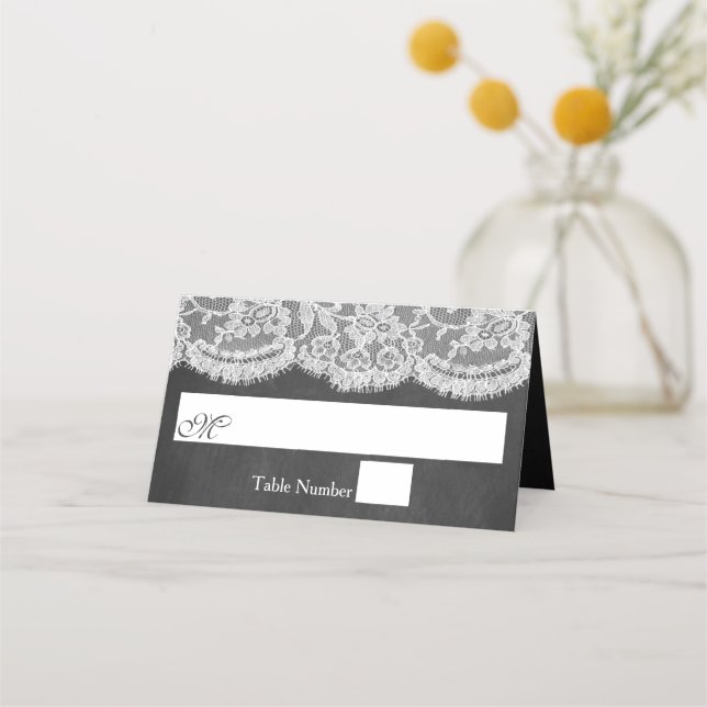 The Chalkboard & Lace Wedding Collection Place Card (Front)
