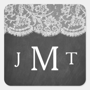 The Chalkboard & Lace Wedding Collection Square Sticker