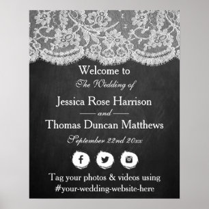 The Chalkboard & Lace Wedding Collection Welcome Poster