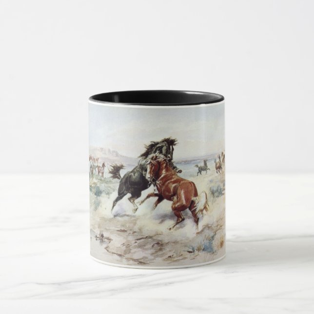 The Challenge (Horse Stallions Fighting) Mug (Center)