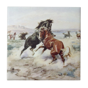 The Challenge (Stallions Fighting) Tile