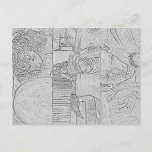 The Challengers Art and Tashi (Light Grey) Holiday Postcard