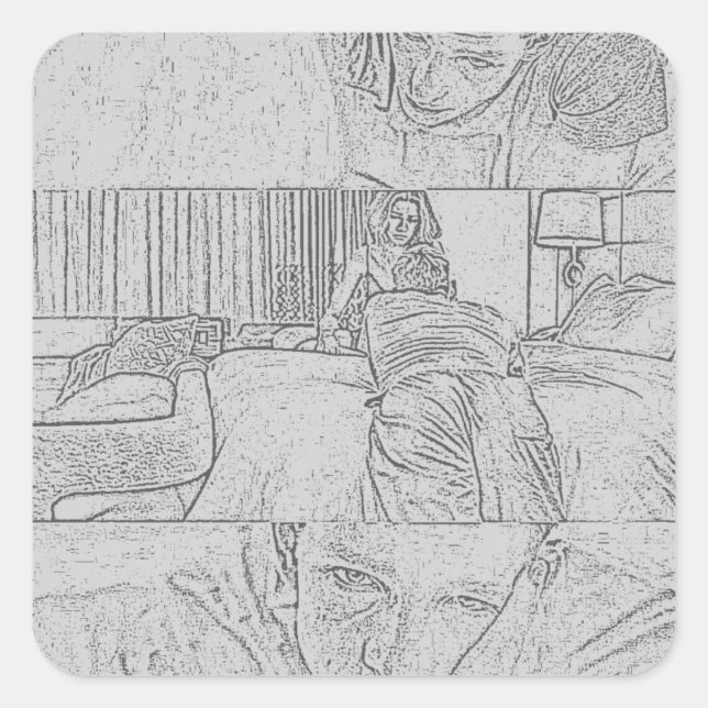 The Challengers Art and Tashi (Light Grey) Square Sticker (Front)