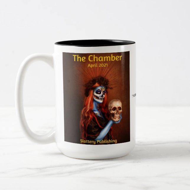 The Chamber Cover (ghoul with skull)  April 2021 Two-Tone Coffee Mug (Left)