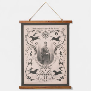 The Champion Rider Of The World, Charles W. Fish. Hanging Tapestry