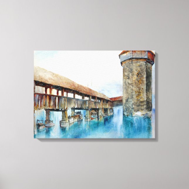 The Chapel Bridge in Lucerne (Switzerland) Canvas Print (Front)