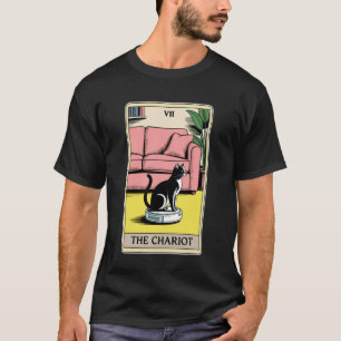 The Chariot Tarot Card Cat Robot Vacuum Cleaner Ca T-Shirt