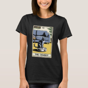 The Chariot Tarot Card Cat Robot Vacuum Cleaner Ca T-Shirt