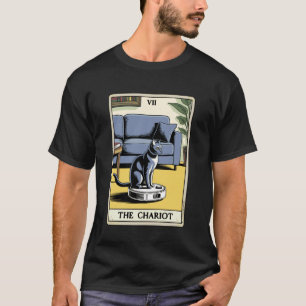 The Chariot Tarot Card Cat Robot Vacuum Cleaner Ca T-Shirt