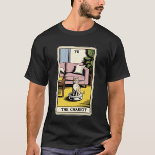 The Chariot Tarot Card Cat Robot Vacuum Cleaner Ca T-Shirt