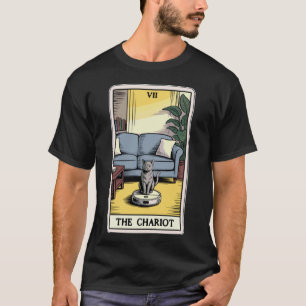 The Chariot Tarot Card Cat Robot Vacuum Cleaner Ca T-Shirt