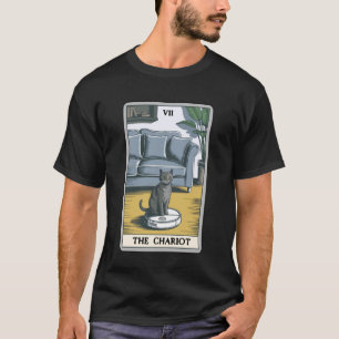 The Chariot Tarot Card Cat Robot Vacuum Cleaner Ca T-Shirt