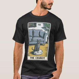 The Chariot Tarot Card Cat Robot Vacuum Cleaner Ca T-Shirt
