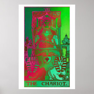 The Chariot Tarot Card Psychedelic Poster