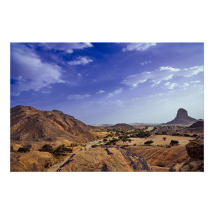 The charming beauty of desert nature under a blue poster