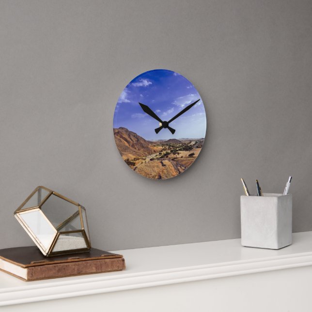The charming beauty of desert nature under a blue  round clock (Office)