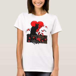 The Chat Noir with Red Roses T-Shirt