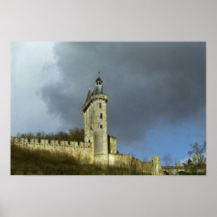 The Chateau de Chinon castletheis on a hilltop Poster