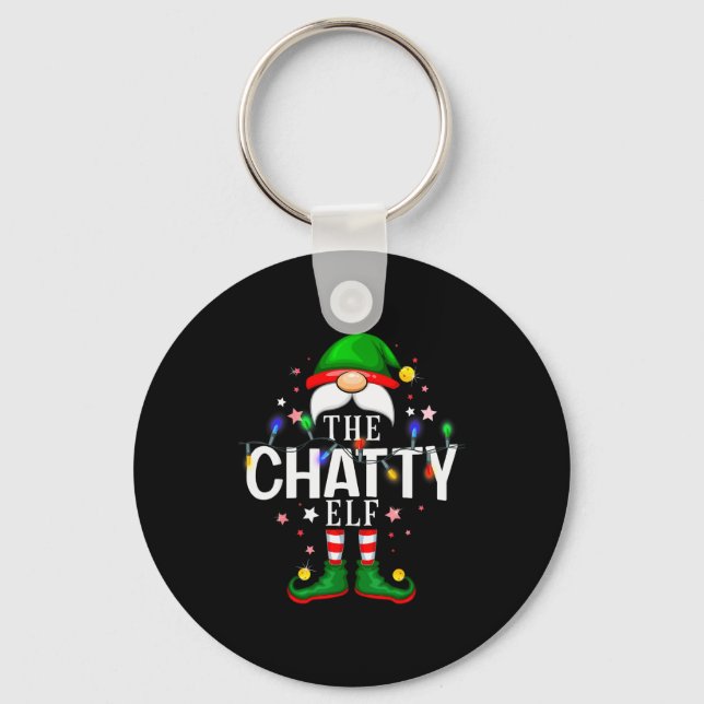The Chatty Elf Christmas Family Pajama Party  Key Ring (Front)