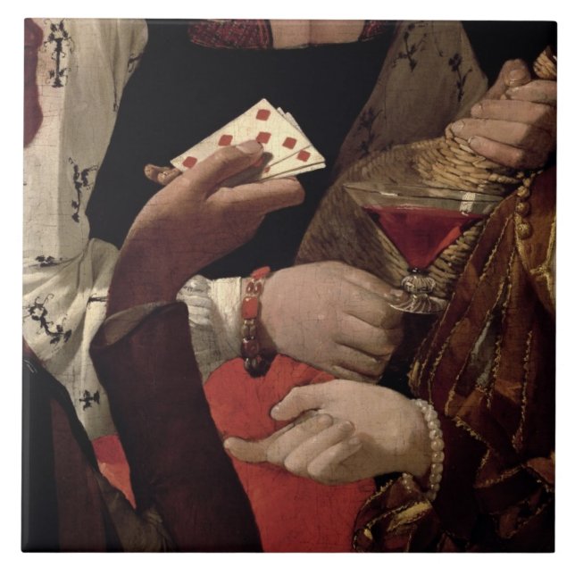 The Cheat with the Ace of Diamonds, detail of the Tile (Front)