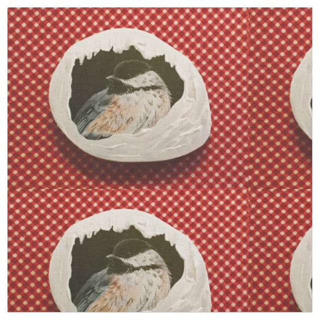 The Check Chickadee Fabric (Close Up)