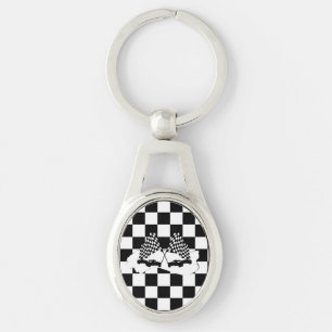 The Checker Flag and Race Cars Key Ring