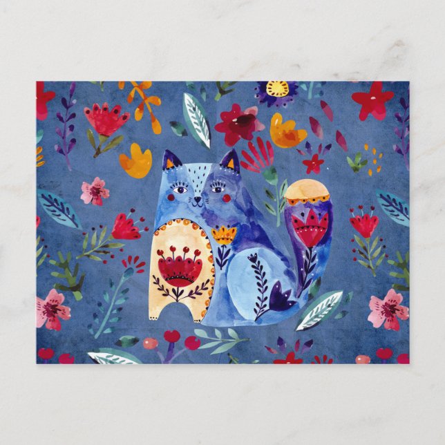 The Cheeky Cat in Flower Garden Postcard (Front)