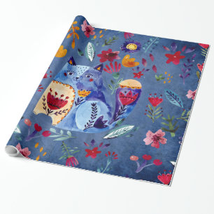 The Cheeky Cat in Flower Garden Wrapping Paper