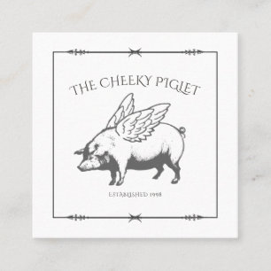 The Cheeky Piglet With Wings Custom Logo Square Business Card