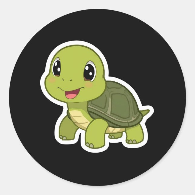 The Cheerful Turtle Who Never Rushed Classic Round Sticker (Front)