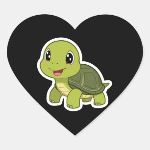 The Cheerful Turtle Who Never Rushed Heart Sticker