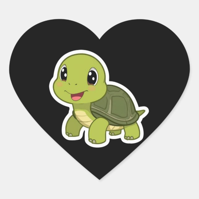 The Cheerful Turtle Who Never Rushed Heart Sticker (Front)