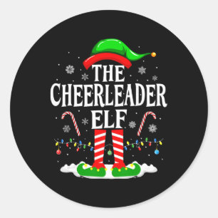 The Cheerleader Elf Xmas Cheerleading Christmas Ch Classic Round Sticker