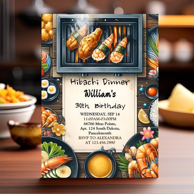 The Chef Bbq Japanese Sushi Hibachi 40th Birthday Invitation (Creator Uploaded)