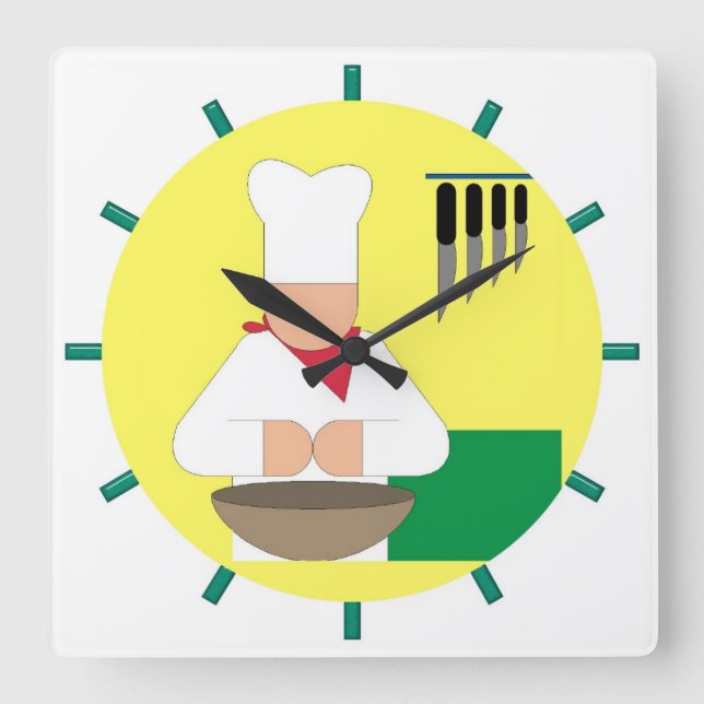 The Chef Kitchen Clock - Square (Front)