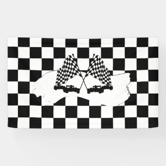 The Chequered Flag and Race Cars Banner