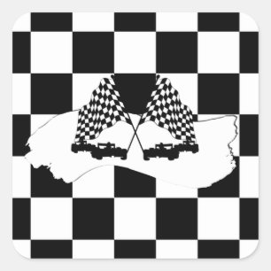 The Chequered Flag and Race Cars Square Sticker