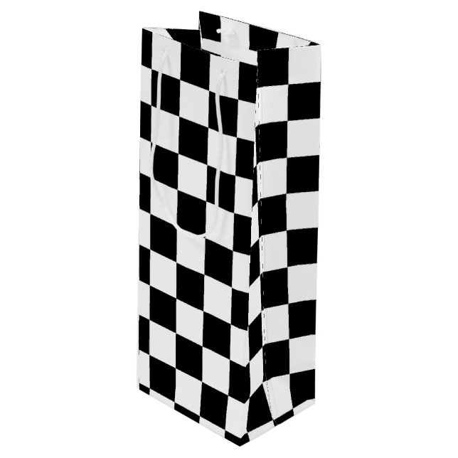 The Chequered Flag Wine Gift Bag (Front Angled)