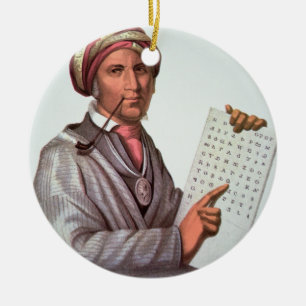 The Cherokee Scholar, Sequoyah (1776-1843) (colour Ceramic Tree Decoration