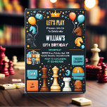 The Chess King And Queen Game Night 13th Birthday Invitation<br><div class="desc">Experience royal fun with "The Chess King and Queen Game Night 13th Birthday Invitation!" This regal design sets the stage for a chess-themed celebration filled with excitement. Adorned with chess pieces and elegant details, this invitation promises a night of strategic and playful fun. Whether you're celebrating a chess enthusiast or...</div>